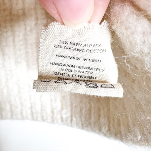 Laude The Label Cream Cardigan Alpaca Cotton Cropped Ribbed Balloon Sleeve Small - Picture 9 of 12